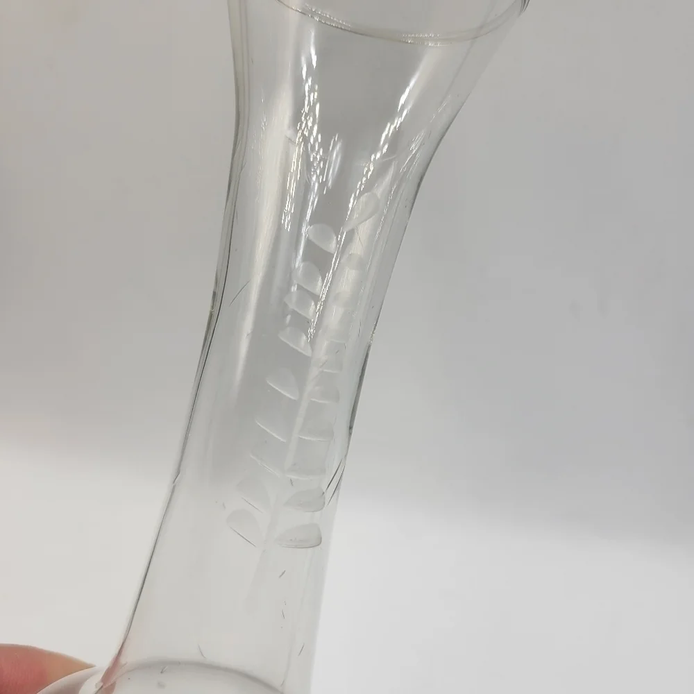 Vintage Etched Clear Floral Vase